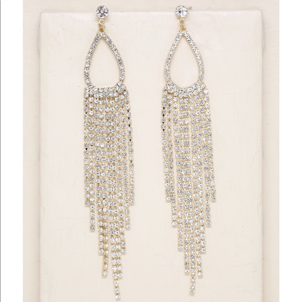 Long Teardrop Crystal Chandelier Earrings